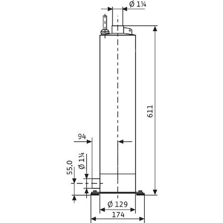 Pompa głębinowa 1-fazowa WILO Sub TWI 5-307EM-FS częstotliwość 50 Hz, moc 1.1 kW 6.9 A, prędkość obrotowa 2810 obr/min