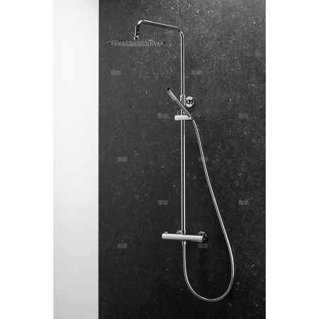 Zestaw natryskowy przesuwny KFA Armatura MOZA PREMIUM chrom, wąż 1500 mm, z deszczownicą