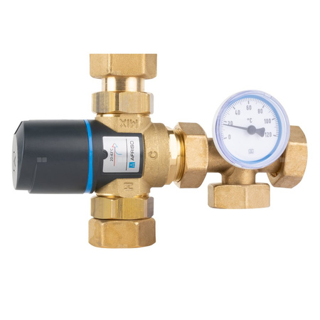 Grupa pompowa AFRISO BTU 501 nakrętka x nakrętka 1'' x 1'', z zaworem mieszającym, z pompą obiegową Grundfos UPM3 Auto