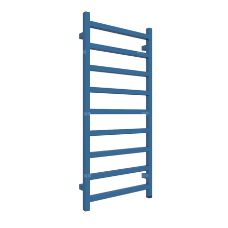 Grzejnik elektryczny TERMA SIMPLE ONE 500 x 1080 mm, kolor niebieski drogowy RAL5017, moc 400 W, podłączenie E8, kabel spiralny z wtyczką 1,5m srebrzysty