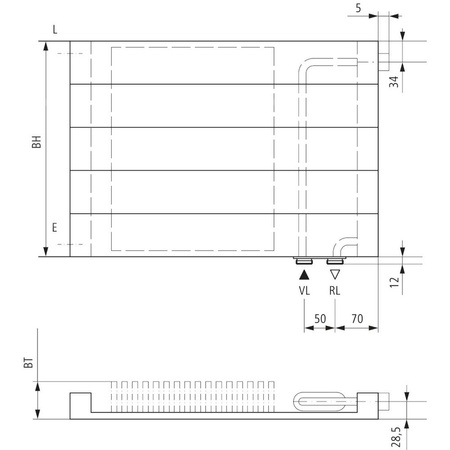 Grzejnik płytowy typ 11 KERMI V-HHV QN836(R), bez osłony wym. 350 x 1400 mm, kolor biały, moc 836 W