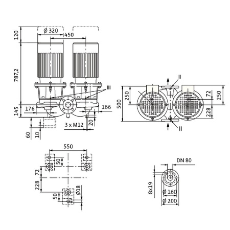 Pompa obiegowa WILO CronoTwin-DL 80/190-15/2-IE3 typu in-line z silnikiem znormalizowanym 50 Hz, moc silnika 15kW 26.8 A 2900 obr/min, wlot Kołnierz DN 80