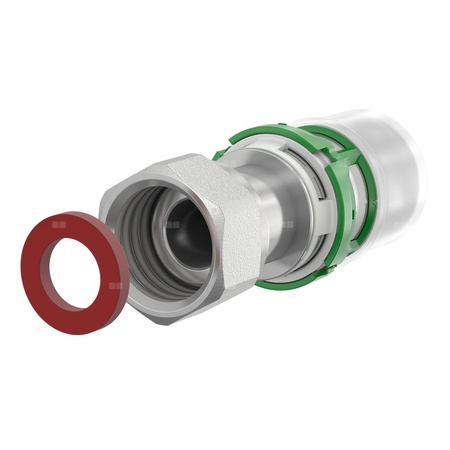 Złączka prosta pod uszczelkę płaską, końcówka zaprasowywana COMAP MultiSkin Visu-Control, mosiądz, 20x2 x 3/4'' (MZ x NZ)