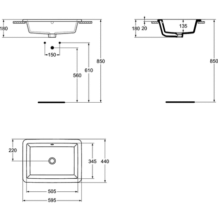 STRADA UMYWALKA WPUSZCZANA W BLAT 60CM