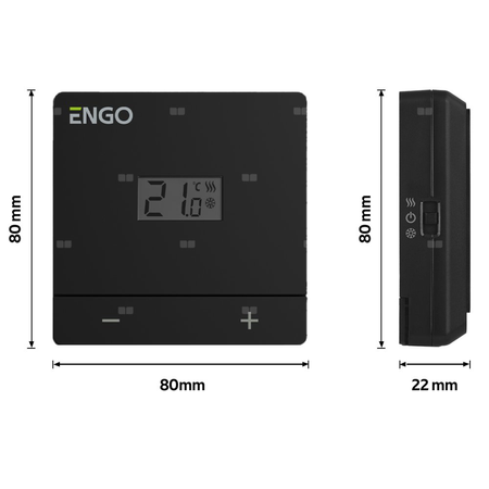 Termostat ENGO CONTROLS EASY-24B trój-/czteroprzewodowy zasilanie 24 v AC włącz/wyłącz 5-35'C 230 V 3 A