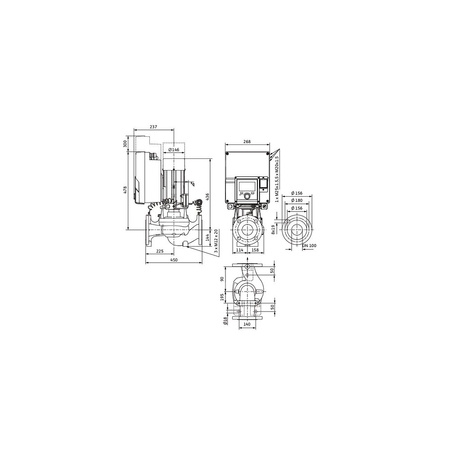 Pompa obiegowa WILO Stratos GIGA 2.0-I 100/1-9/1,5-R1 typu in-line z silnikiem znormalizowanym 50/60 Hz, moc silnika 1.4kW 2.6 A 1800 obr/min, wlot Kołnierz DN 100