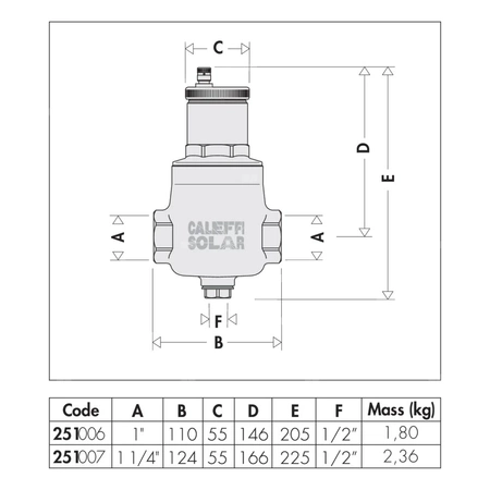 DISCAL - Separator powietrza do instalacji solarnych - ze spustem 1" GW