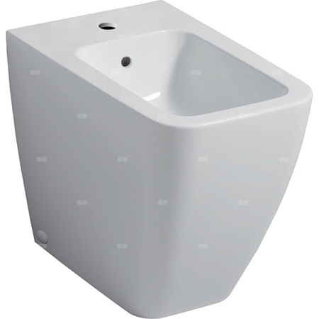 Bidet stojący Geberit iCon Square, przylegający do ściany, ukryte mocowania: T=56cm, Przelew=Widoczny, Biały
