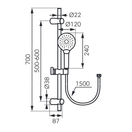 FANO LA natrysk przesuwny 3F, chrom