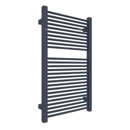 Grzejnik elektryczny TERMA MIKE 430 x 735 mm, kolor dżinsowy, moc 400 W, podłączenie E1, kabel prosty bez wtyczki z maskownicą czarny