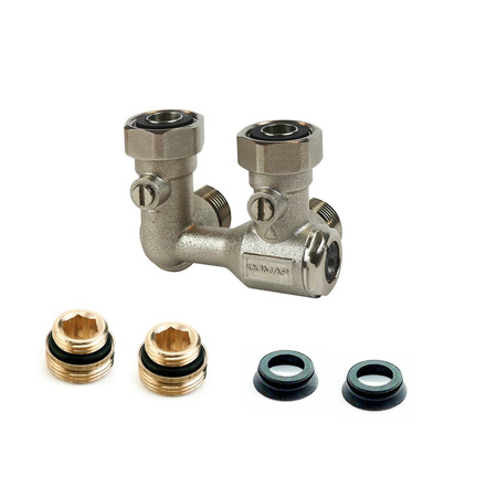 Moduł przyłączeniowy prosty COMAP AutoSar Mod mosiądz (niklowanie) 1/2'' x 3/4'', rozstaw 50 mm do grzejników