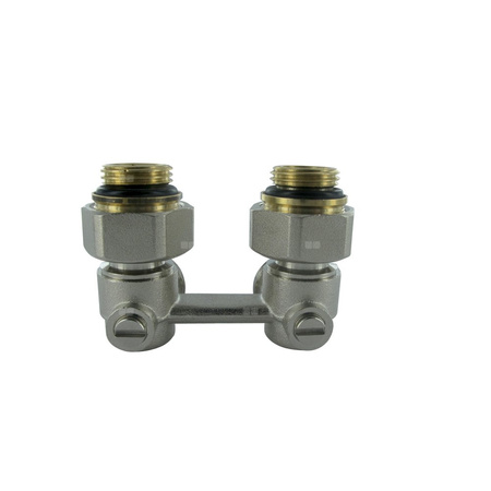 Moduł przyłączeniowy kątowy COMAP 965 mosiądz (niklowanie) 1/2'', rozstaw 50 mm do grzejników