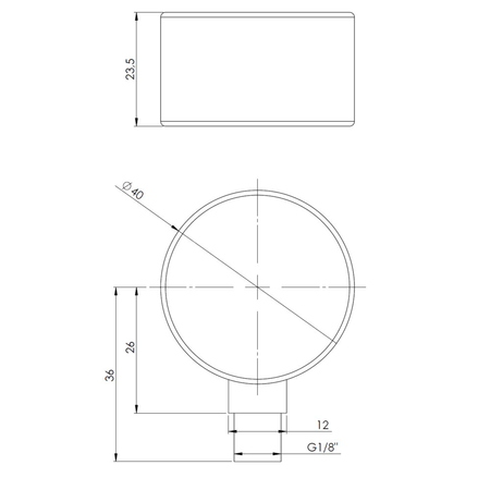 Manometr z rurką Bourdona AFRISO RF standardowy 0/4 bar G1/8B radialne fi 40 mm, kl. 1.6%