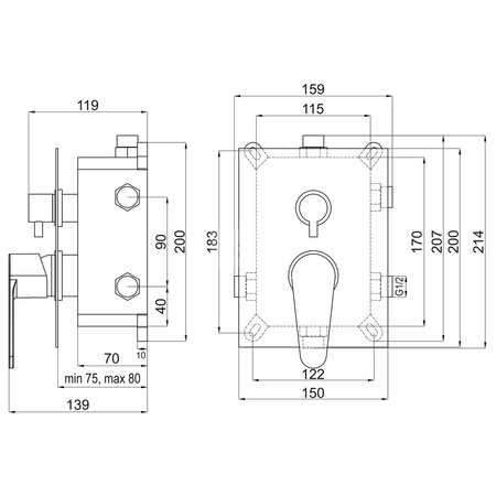 Bateria podtynkowaFERRO ALGEO 3-funkcyjna, chrom