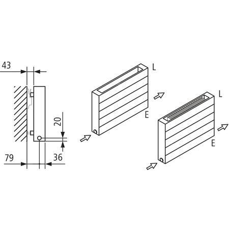 Grzejnik płytowy typ 22 KERMI HHN, z osłonami wym. 840 x 2400 mm, kolor biały, moc 4325 W
