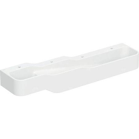 Umywalka GEBERIT Bambini 4-stanowiskowa prostokątna (rynna, bez elementów dekoracyjnych), biała, 1800mm, otwór na baterię na środku (x4), bez odpływu przelewowego, półka od ściany
