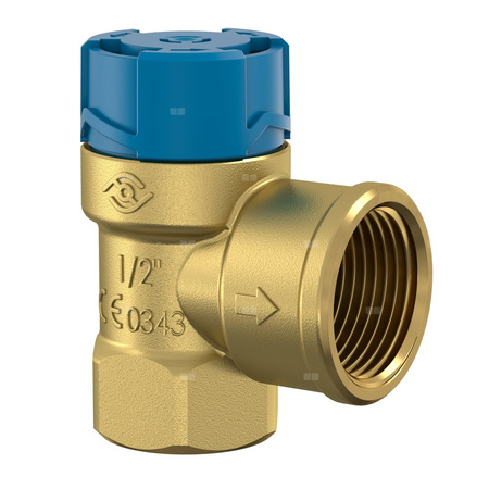 Zawór przelewowy kątowy (90') FLAMCO MEIBES Flopress B mosiądz, 6 bar GW 1/2'' x 3/4''