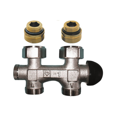 Zestaw przyłączeniowy grzejnikowy jednorurowy HERZ TS-3000 (3798) 1/2'' x 3/4'', rozstaw 50 mm, zawór prosty przystosowany termostatycznie