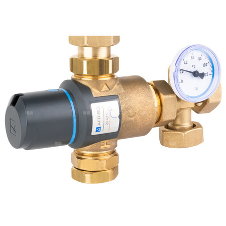 Grupa pompowa AFRISO BTU 502 nakrętka x nakrętka 1'' x 1'', z zaworem mieszającym, z pompą obiegową Grunfos UPM3 Auto