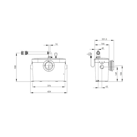 SANIACCESS 1 - Rozdrabniacz z łatwym dostępem serwisowym (WC)