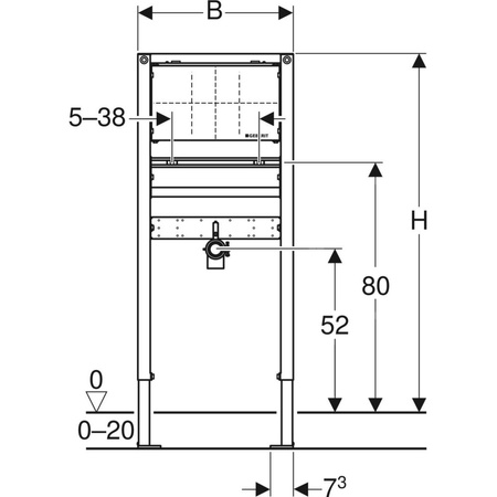 Stelaż podtynkowy do umywalki GEBERIT Duofix, 1120 x 500 x 110 mm, bateria: ścienna podtynkowa, regulacja wysokośći