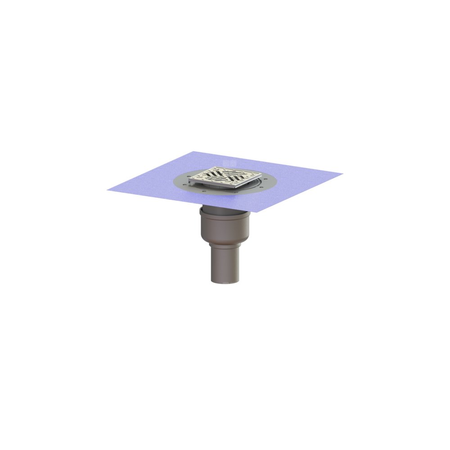 Wpust Ferrofix DN70, odpł.pion, z nasadką Variofix z ABS i kratką/ramą nierdz. 138x138, przeciwpośl., sys.125