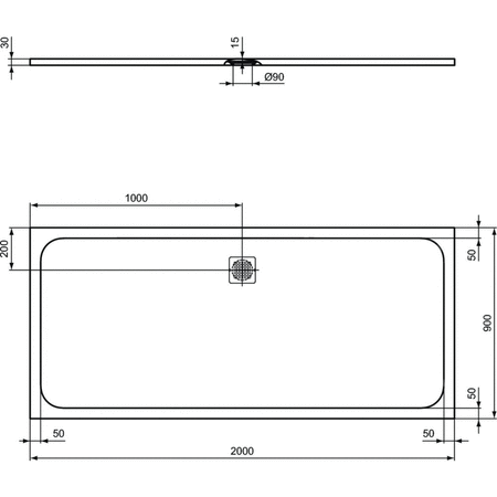 ULTRAFLAT S BRODZIK 200X90 JET BLK