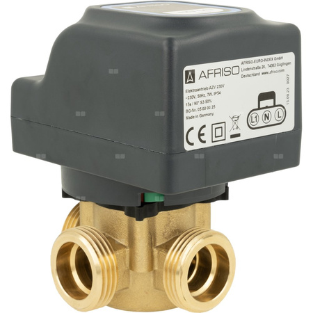3-drogowy zawór strefowy AZV 647, DN20, G1'' kątowy, Kvs 5,5, 230 V AC, AB-B
