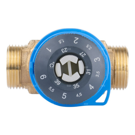 Zawór regulacyjny termostatyczny do wody ciepłej AFRISO ATM 341 ze śrubunkami mosiądz GZ 3/4'', DN 15, zakres temp. 20-43'C, Kvs 1.6 m3/h, maksymalna temperatura 90'C, maksymane ciśnienie 10 bar