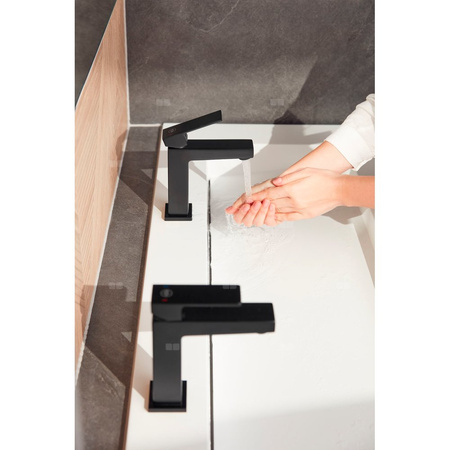 Bateria umywalkowa stojąca KFA Armatura LOGON click clack, czarny, montaż blat / otwór na baterię