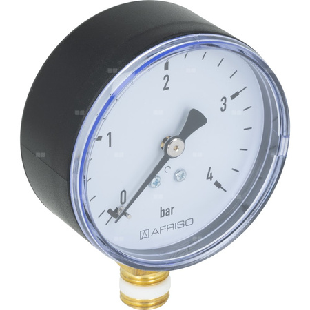 Manometr z rurką Bourdona AFRISO RF grzewczy 0/4 bar G1/4B radialne fi 63 mm, kl. 2.5%