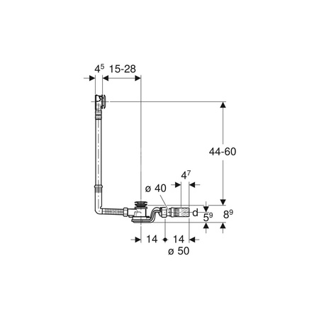 Uszczelka zaworu syfonu wannowego d90