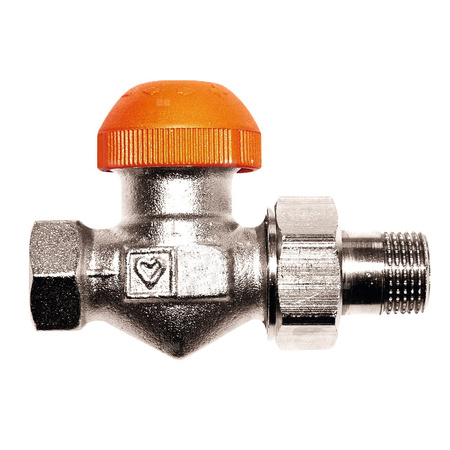 Zawór grzejnikowy termostatyczny HERZ TS-98-V prosty z nastawą wstępną, połączenie 1/2'' (niklowanie)