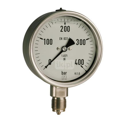 Manometr z rurką Bourdona AFRISO RF wstrząsoodporny 0/1,6 bar radialne G1/4B fi 63 mm, kl. 1.6%