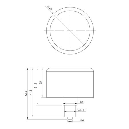 Manometr z rurką Bourdona AFRISO RF standardowy 0/4 bar G1/8B aksjalne fi 40 mm, kl. 1.6%