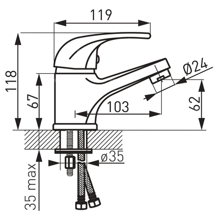 Bateria umywalkowa stojąca FERRO VASTO, chrom