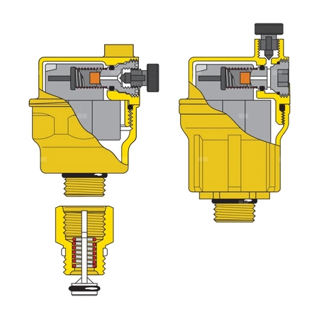 ROBOCAL - Odpowietrznik automatyczny 3/8" GZ. Upust poziomy