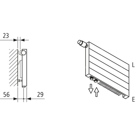 Grzejnik płytowy typ 11 KERMI V-HHV QN1242(R), z osłoną wym. 350 x 1800 mm, kolor biały, moc 1242 W