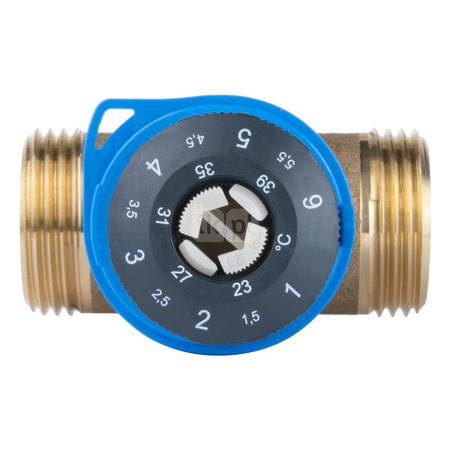 Zawór regulacyjny termostatyczny do wody ciepłej AFRISO ATM 361 ze śrubunkami mosiądz GZ 1'', DN 20, zakres temp. 20-43'C, Kvs 1.6 m3/h, maksymalna temperatura 90'C, maksymane ciśnienie 10 bar
