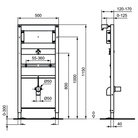 PROSYS RAMA MONTAŻOWA DO PISUARU