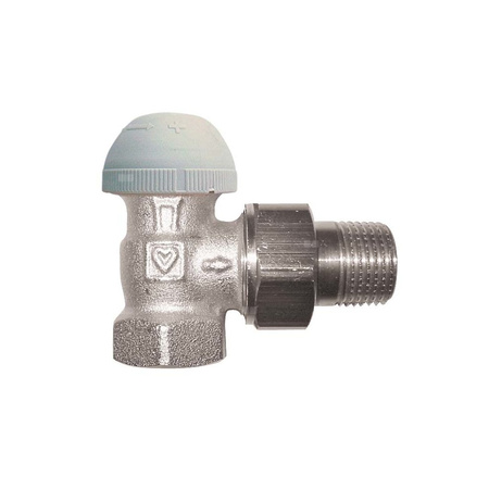 Zawór grzejnikowy termostatyczny HERZ TS-98-VH kątowy z nastawą wstępną, połączenie 3/4'' (niklowanie)