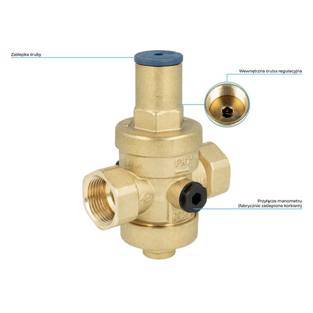 Regulator ciśnienia wody AFRISO BPR 402 mosiądz, GW 3/4'', 25 bar