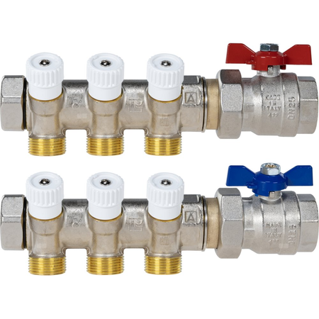 Zestaw podstawowy rozdzielacza do wody użytkowej ADM 213, G1'', 3 punkty poboru