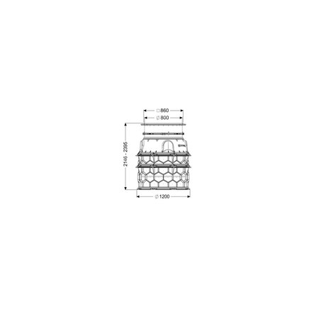 Studzienka techniczna do zabudowy w ziemi z włazem LW 800 z nasada i pokrywą kwadratowa ze stali nierdzew. kl. A15 T: 2146-2395mm