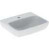 Umywalka GEBERIT Selnova Square prostokątna, biała, 500mm, otwór na baterię na środku, bez odpływu przelewowego, półka od ściany