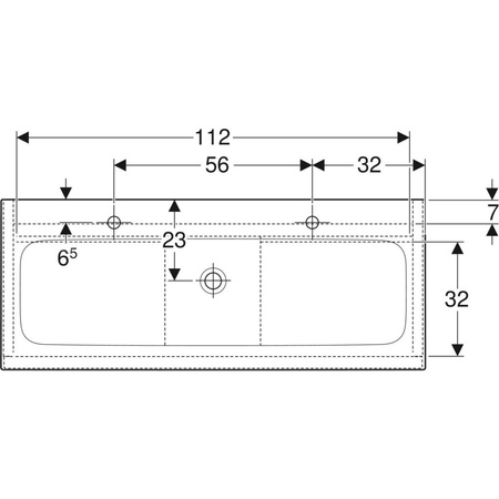 Zestaw umywalki meblowej Geberit iCon, slim rim, z szafką pod umywalkę, z dwoma szufladami i odpływowo-przelewowym do umywalki: B=120cm, Umywalka: biały, Korpus i front: biały / lakierowany na wysoki połysk, Uchwyt: biały / powlekany proszkowo, matowy