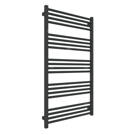 Grzejnik elektryczny TERMA FIONA ONE 630 x 1140 mm, kolor czarny jak kruk matowy RAL9005, moc 600 W, podłączenie E8, kabel prosty z wtyczką 1,5m czarny