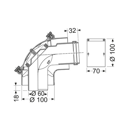 Kolano koncentryczne rewizyjne 87o do kotłów kondensacyjnych (60/100)