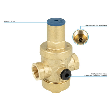 Regulator ciśnienia wody AFRISO BPR 401 mosiądz, GW 1/2'', 25 bar