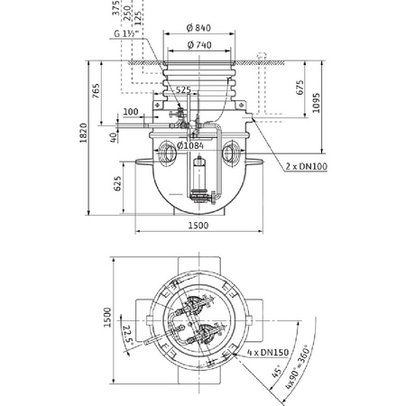Wilo-DrainLift WS 1100 E/MTS 40/MTC studzienka z tworzywa sztucznego do montażu w gruncie